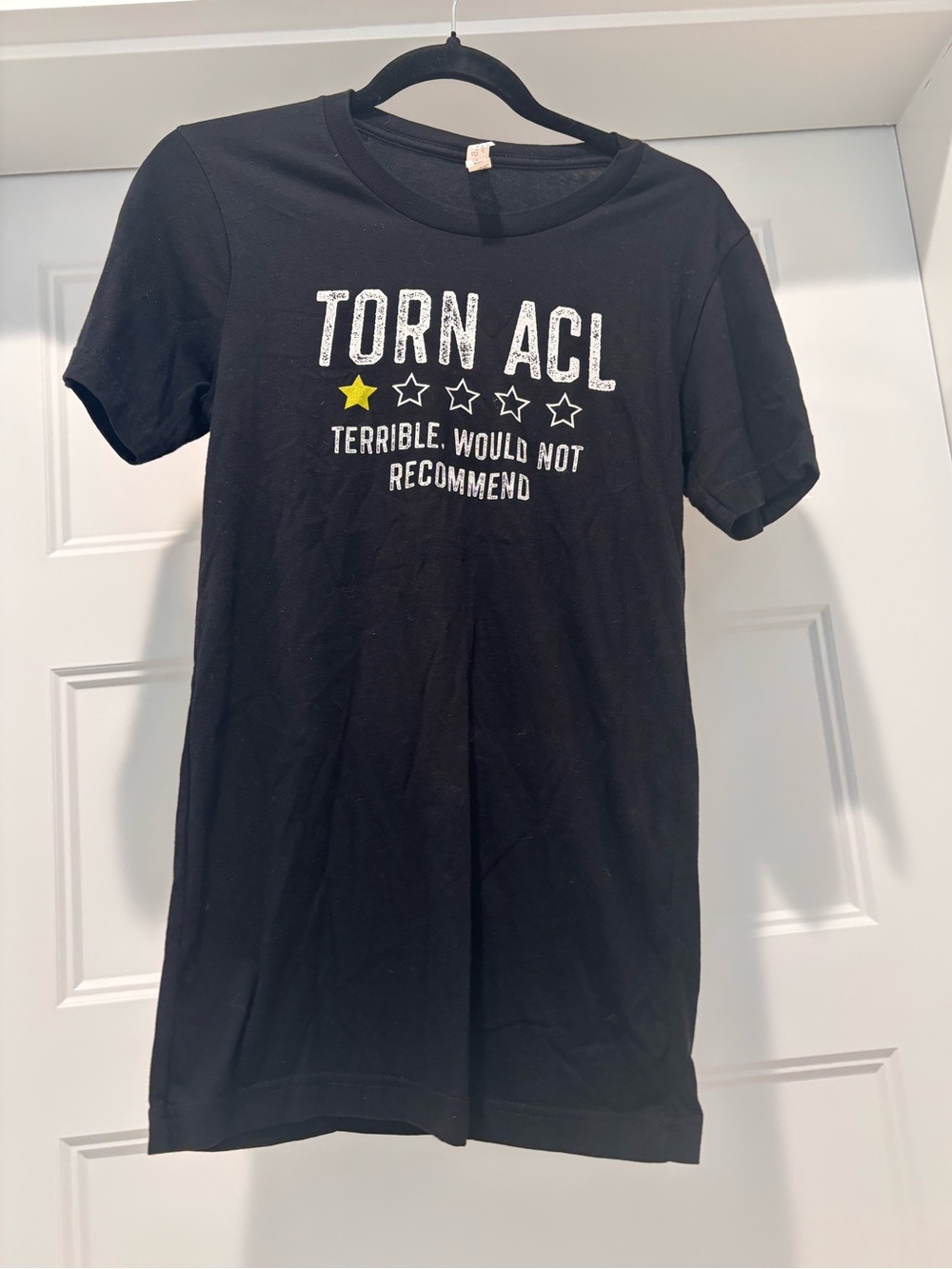 Bella + Canvas Black Graphic Tee - "Torn ACL" Size S